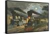 The Lightning Express Trains, 1863-Currier & Ives-Framed Stretched Canvas