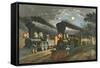 The Lightning Express Trains, 1863-Currier & Ives-Framed Stretched Canvas