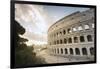 The lights of sunrise frame the ancient Colosseum (Flavian Amphitheatre), UNESCO World Heritage Sit-Roberto Moiola-Framed Premium Photographic Print