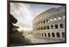 The lights of sunrise frame the ancient Colosseum (Flavian Amphitheatre), UNESCO World Heritage Sit-Roberto Moiola-Framed Photographic Print