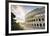 The lights of sunrise frame the ancient Colosseum (Flavian Amphitheatre), UNESCO World Heritage Sit-Roberto Moiola-Framed Photographic Print