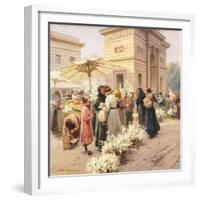 The Lily Market at Porta Garibaldi in Milan-Achille Beltrame-Framed Giclee Print