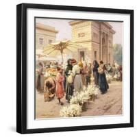 The Lily Market at Porta Garibaldi in Milan-Achille Beltrame-Framed Giclee Print