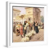 The Lily Market at Porta Garibaldi in Milan-Achille Beltrame-Framed Giclee Print