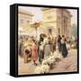 The Lily Market at Porta Garibaldi in Milan-Achille Beltrame-Framed Stretched Canvas