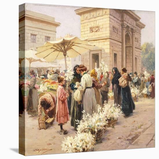 The Lily Market at Porta Garibaldi in Milan-Achille Beltrame-Stretched Canvas