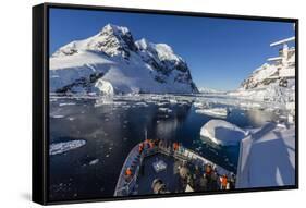 The Lindblad Expeditions Ship National Geographic Explorer in the Lemaire Channel, Antarctica-Michael Nolan-Framed Stretched Canvas