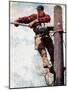 The Lineman (or Telephone Lineman on Pole)-Norman Rockwell-Mounted Giclee Print