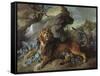 The Lion and the Fly, 1732 (Oil on Canvas)-Jean-Baptiste Oudry-Framed Stretched Canvas