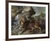 The Lion and the Fly, 1732 (Oil on Canvas)-Jean-Baptiste Oudry-Framed Giclee Print