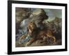 The Lion and the Fly, 1732 (Oil on Canvas)-Jean-Baptiste Oudry-Framed Giclee Print