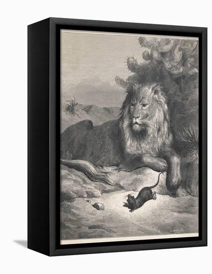 The Lion and the Mouse-Gustave Doré-Framed Stretched Canvas