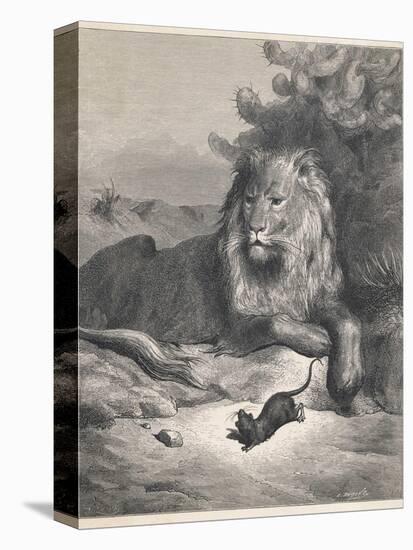The Lion and the Mouse-Gustave Doré-Stretched Canvas