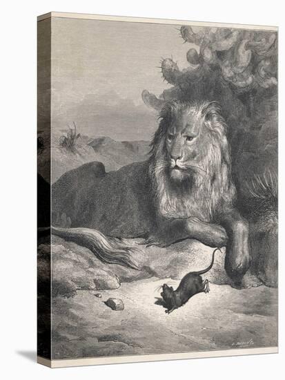 The Lion and the Mouse-Gustave Doré-Stretched Canvas