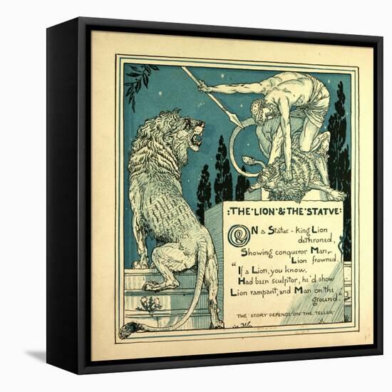 The Lion and the Statue-null-Framed Stretched Canvas