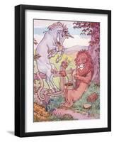 The Lion and the Unicorn-Leonard Leslie Brooke-Framed Giclee Print