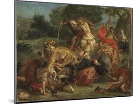 The Lion Hunt, 1855-Eugene Delacroix-Mounted Giclee Print