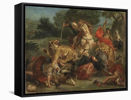 The Lion Hunt, 1855-Eugene Delacroix-Framed Stretched Canvas