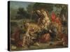 The Lion Hunt, 1855-Eugene Delacroix-Stretched Canvas