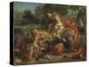 The Lion Hunt, 1855-Eugene Delacroix-Stretched Canvas