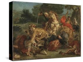 The Lion Hunt, 1855-Eugene Delacroix-Stretched Canvas