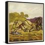 The Lion Leaving John Bold-Ernest Henry Griset-Framed Stretched Canvas