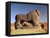 The Lion of Babylon, an over Life-Size Figure of a Lion Trampling a Man, Probably of Hittite Origin-null-Framed Stretched Canvas