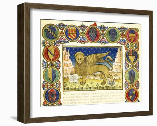 The Lion of St Mark and Coats of Arms of Venetian Noble Families-null-Framed Giclee Print