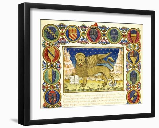 The Lion of St Mark and Coats of Arms of Venetian Noble Families-null-Framed Giclee Print