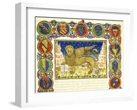 The Lion of St Mark and Coats of Arms of Venetian Noble Families-null-Framed Giclee Print