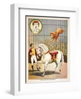 The Lion On Horseback'. a Lion Tamer, Horse and Lion, in a Circus Act-null-Framed Giclee Print