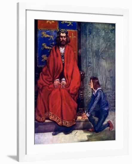 The Little Boy Knelt before the King and Stammered Out the Story, 1120-AS Forrest-Framed Giclee Print