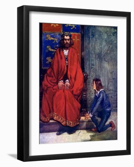 The Little Boy Knelt before the King and Stammered Out the Story, 1120-AS Forrest-Framed Giclee Print