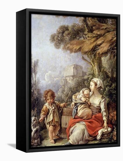 The Little Dog's Dance-François Boucher-Framed Stretched Canvas