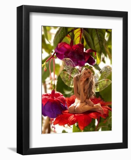 The Little Elf On A Flower In A Fairy Garden-Lilun-Framed Art Print