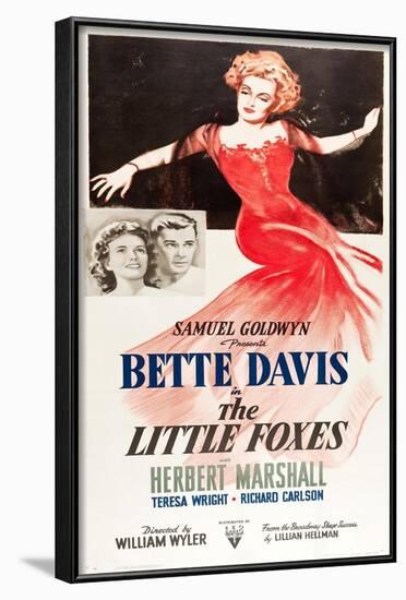 THE LITTLE FOXES, l-r: Teresa Wright, Herbert Marshall, Bette Davis on poster art, 1941-null-Framed Art Print