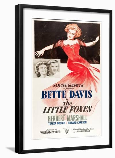 THE LITTLE FOXES, l-r: Teresa Wright, Herbert Marshall, Bette Davis on poster art, 1941-null-Framed Art Print