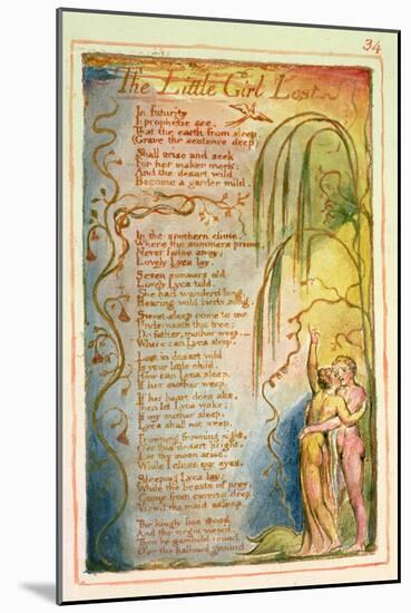 The Little Girl Lost: Plate 34 from Songs of Innocence and of Experience C.1815-26-William Blake-Mounted Giclee Print