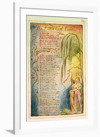 The Little Girl Lost: Plate 34 from Songs of Innocence and of Experience C.1815-26-William Blake-Framed Giclee Print