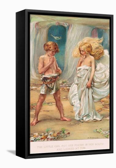 The Little Girl Put Her Finger in Her Mouth and Looked at Tom-Arthur A. Dixon-Framed Stretched Canvas