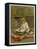 The Little Librarian a Girl Sits-Harriet M. Bennett-Framed Stretched Canvas