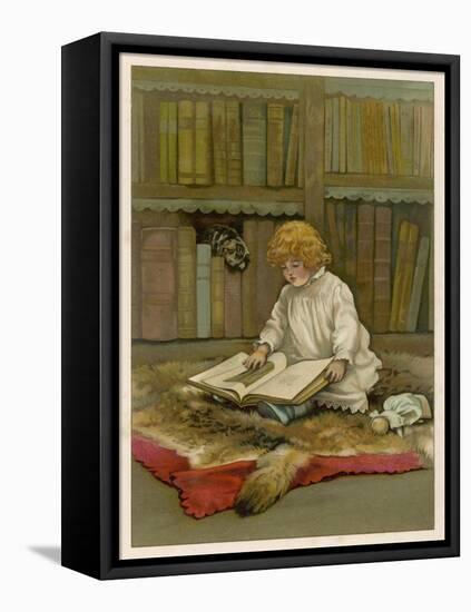 The Little Librarian a Girl Sits-Harriet M. Bennett-Framed Stretched Canvas