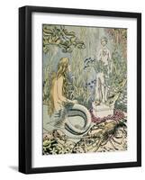 The Little Mermaid Before a Statue in the Sea-Ivan Bilibin-Framed Giclee Print