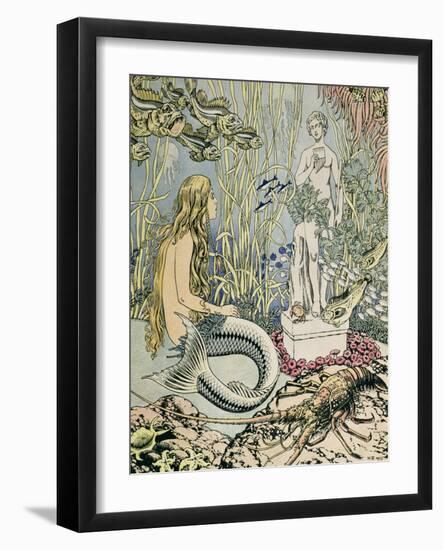 The Little Mermaid Before a Statue in the Sea-Ivan Bilibin-Framed Giclee Print