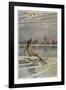 The Little Mermaid Sits on a Rock and Gazes at the Lights of the Distant Town-Paul Hey-Framed Photographic Print