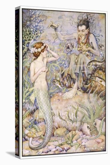 The Little Mermaid Talks with the Witch on the Sea-Floor-Monro S. Orr-Stretched Canvas