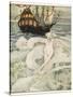 The Little Mermaid Watches a Ship-Anne Anderson-Stretched Canvas