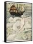 The Little Mermaid Watches a Ship-Anne Anderson-Framed Stretched Canvas