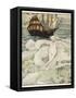 The Little Mermaid Watches a Ship-Anne Anderson-Framed Stretched Canvas