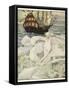 The Little Mermaid Watches a Ship-Anne Anderson-Framed Stretched Canvas